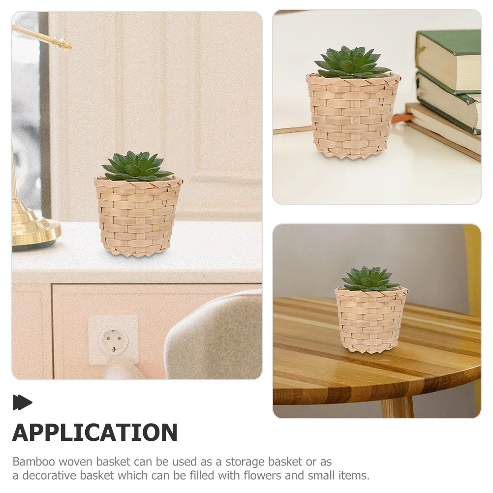

6pcs Mini Bamboo Woven Basket Small Flower Holder For Kitchen Storage Desktop Organizer Sundries Stationery Pen Makeup Brush