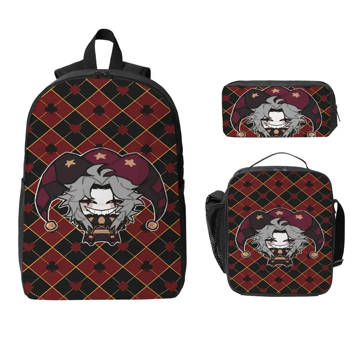 Pierrots The Freak Circus Backpack Lunch Box Pencil Boxes for Boys Girls Backpacks Lightweight School bag Bookbag Set