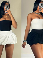 Sexy Women's Mini Short Skirt Popular In Summer 2024 European And American Style Pleated Mini Skirt Fashion Items Two Colors