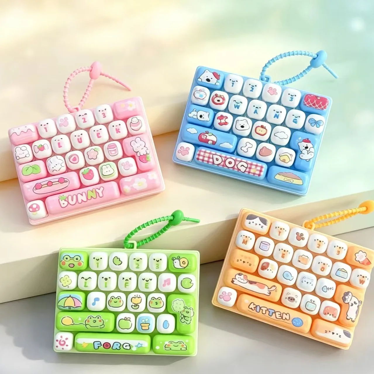 //*26 /Grid Keyboard Keycap Clicker Anti-stress Key Cap Keychain Bag Pendant Cartoon Fidget Keyboard Keychain Charms Gift 키캡