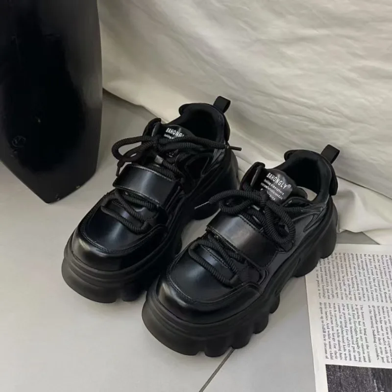 

Высококачественные туфли для папы на толстой подошве в стиле ретро, кожаные туфли, увеличивающие рост в стиле панк, повседневная спортивная обувь, женская обувь на губчатой подошве