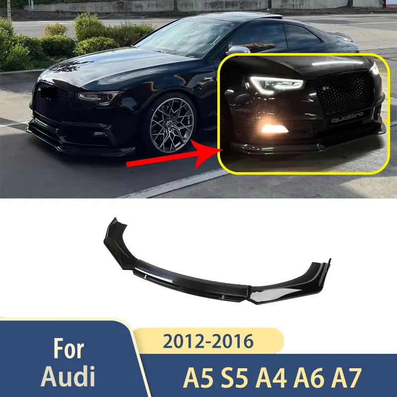 

Front Bumper Splitter Lip Bodykit For Audi A5 S5 A4 A6 A7 2012-2016 Front Bumper Spoiler Modification Car Exterior Accessories