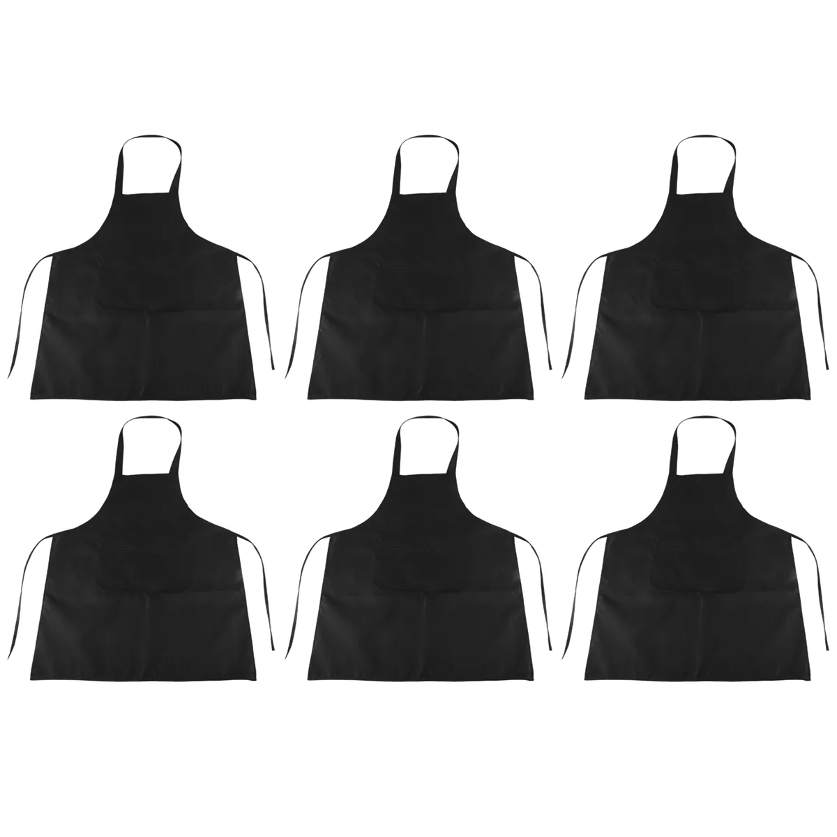 6 Pack Black Kitchen Apron with 2 Pockets Anti-Dirty Apron Suitable for Barbecue Kitchen Cooking Baking Restaurant