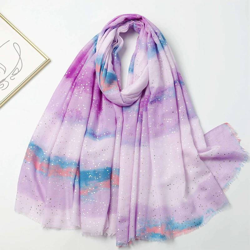 2024 New Luxury Brand Women Gradient Color Scarf Female Cotton Linen Shawl Tassel Four Seasons Versatile Muslim Hijab 90*180cm