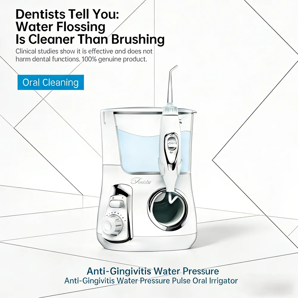 

Электрический ирригатор для полости рта на 10 режимов, 800 мл, с 5 насадками, настольный, для всей семьи