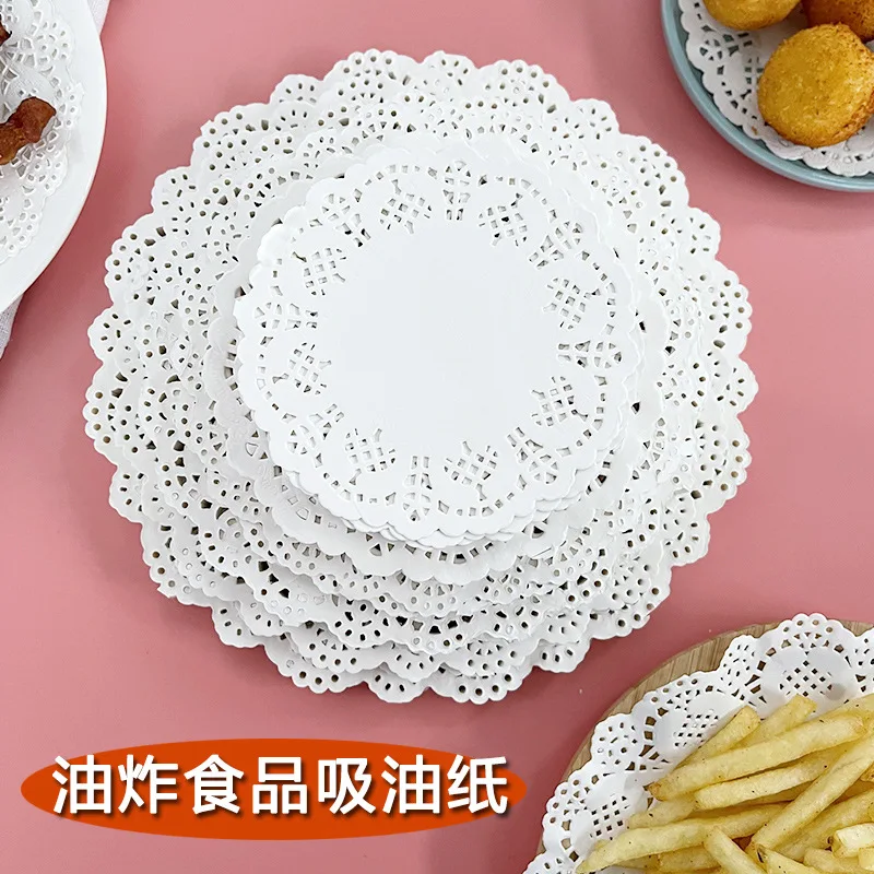 100pcs 3.5 4.5 5.5 6.5 inch Multi Sizs Lace Paper Doilies Oil Absorbent Paper Placemat Bake Paper Cake Paper Mat Mats Decoration