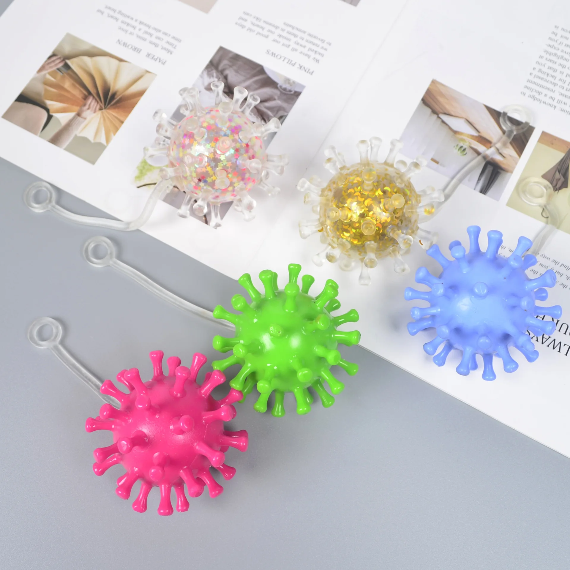 Funny Blowing Thorn Ball Vent Smash Toy Boys Inflatable Hairball Kids Toys Water Balloon Squeeze Novelty Party Toys for Children