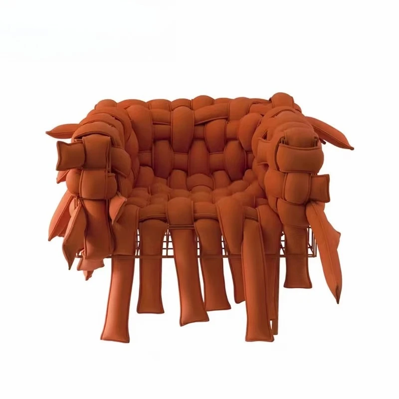 

Modern creative personality designer special-shaped scaffold woven sofa, leisure chair villa living room fabric sofa