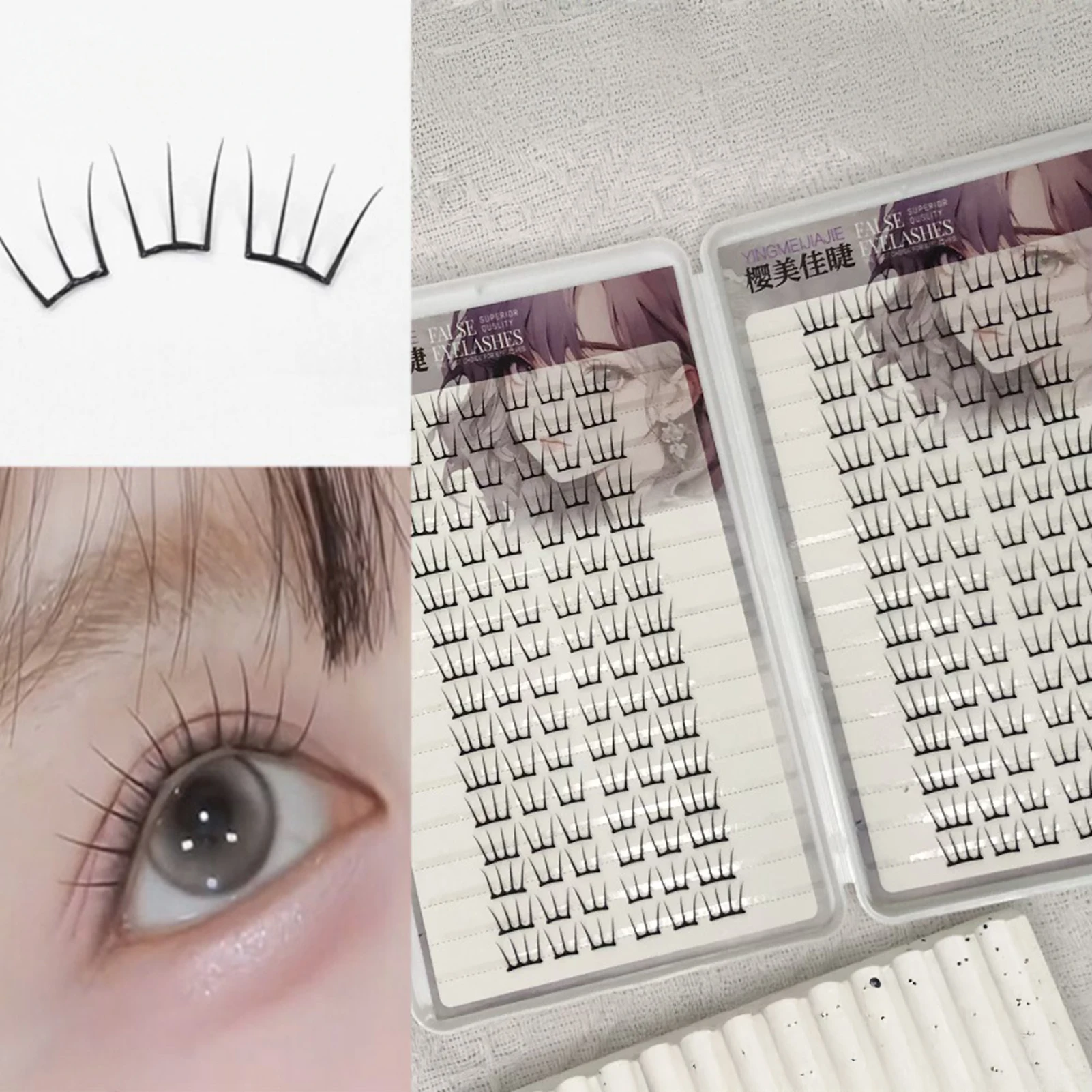 ธรรมชาติ DIY Wispy Fluffy Lash Extension เกาหลีทุกวัน Fluffy ขนตาปลอมกลุ่มที่สมบูรณ์แบบสําหรับสาว Night Out Eye แต่งหน้า