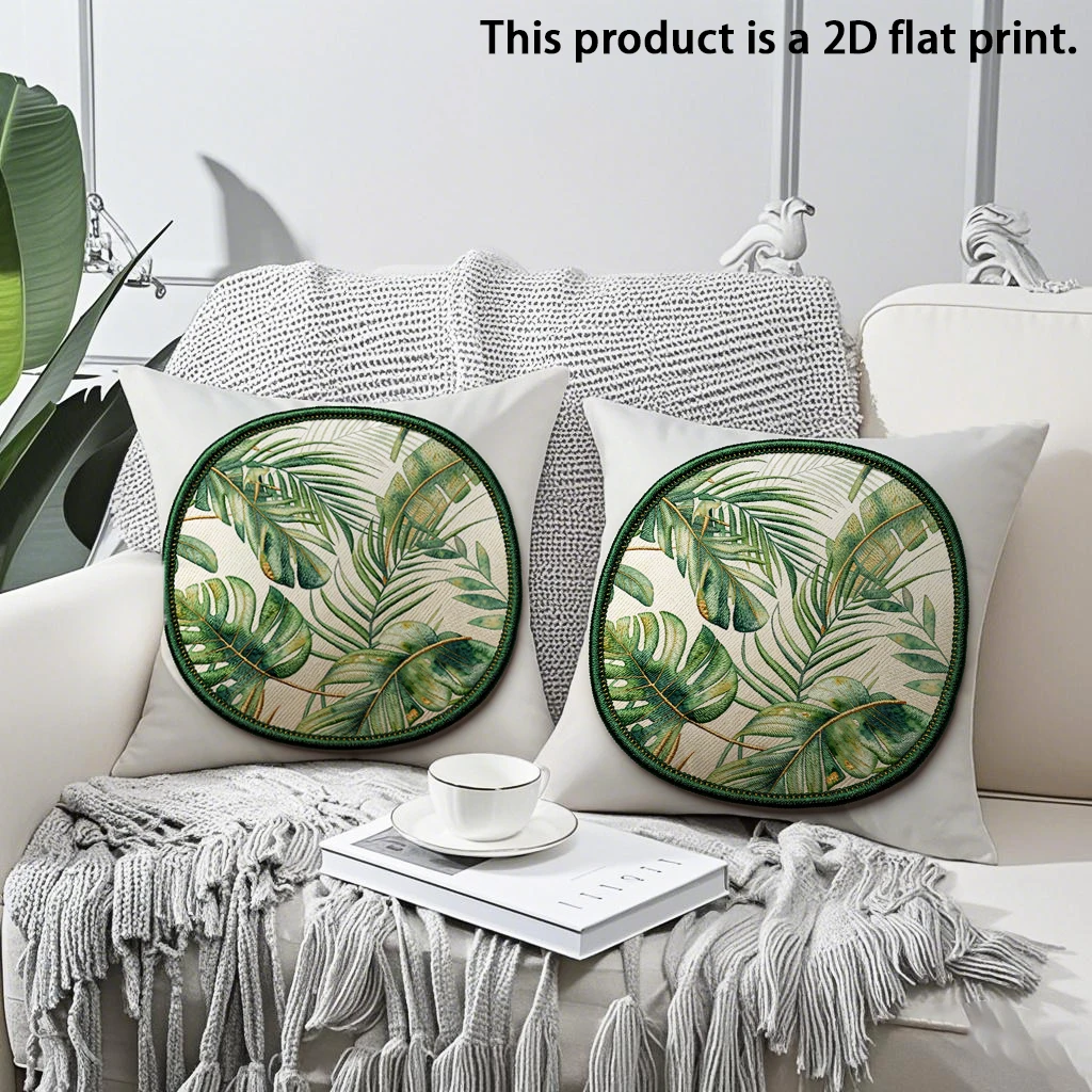 2pcs Tropical Palm Monstera Leaf Throw Pillow Covers 2 Pack Bohemian Botanical Cushion Cases for Sofa Bedroom Decor