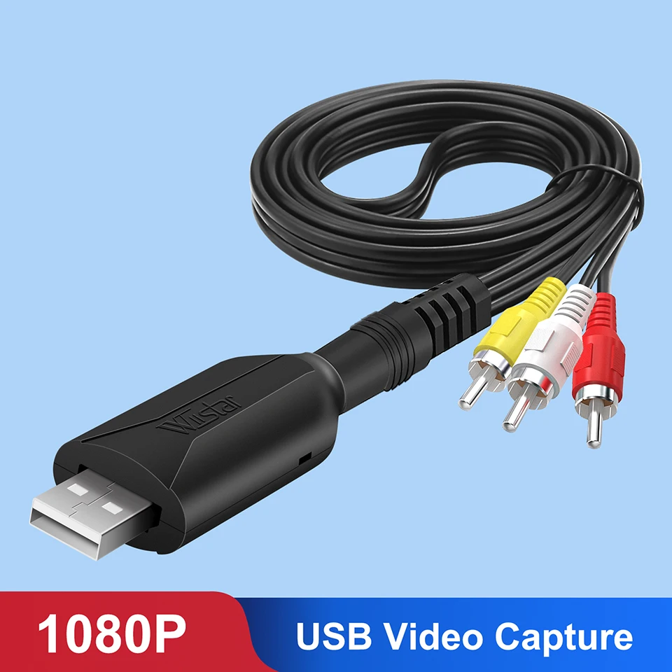 USB 2.0 Video Capture Card 3RCA to USB 2.0 Audio Video Capture Adapter Converter for VHS Box VHS VCR TV Support Win 7/8/10