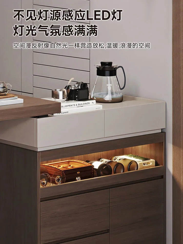 Italian style simple and scalable integrated small household partition solid wood storage cabinet