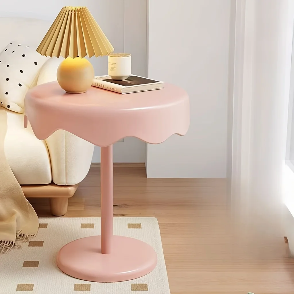 

Modern Durable Plastic Tea Table Space-Saving Design for Living Room or Bedroom Yellow & White Accents Bedroom Decoration