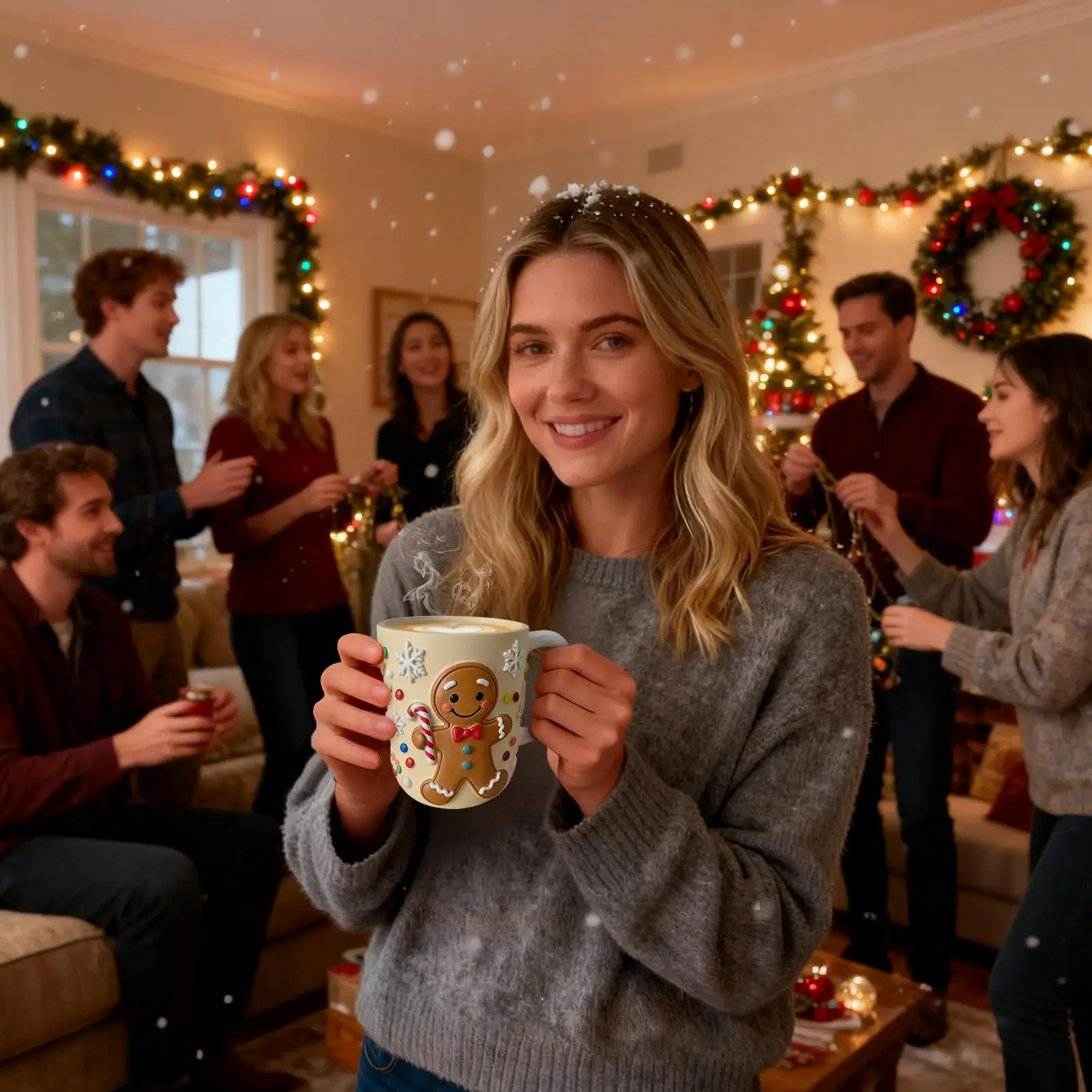 

Cute Christmas Mugs Holiday Resin Desk Decor Cute Christmas Stockings Tree Gingerbread Mug For Drink Tea Milk Juice Water Party