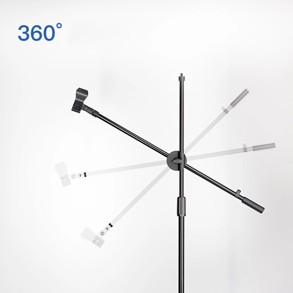 Rotating Boom Arm for Microphone Stand Extension 55CM with Adjustable Clamp and Thread Compatibility for Mobile and Tablet Clips
