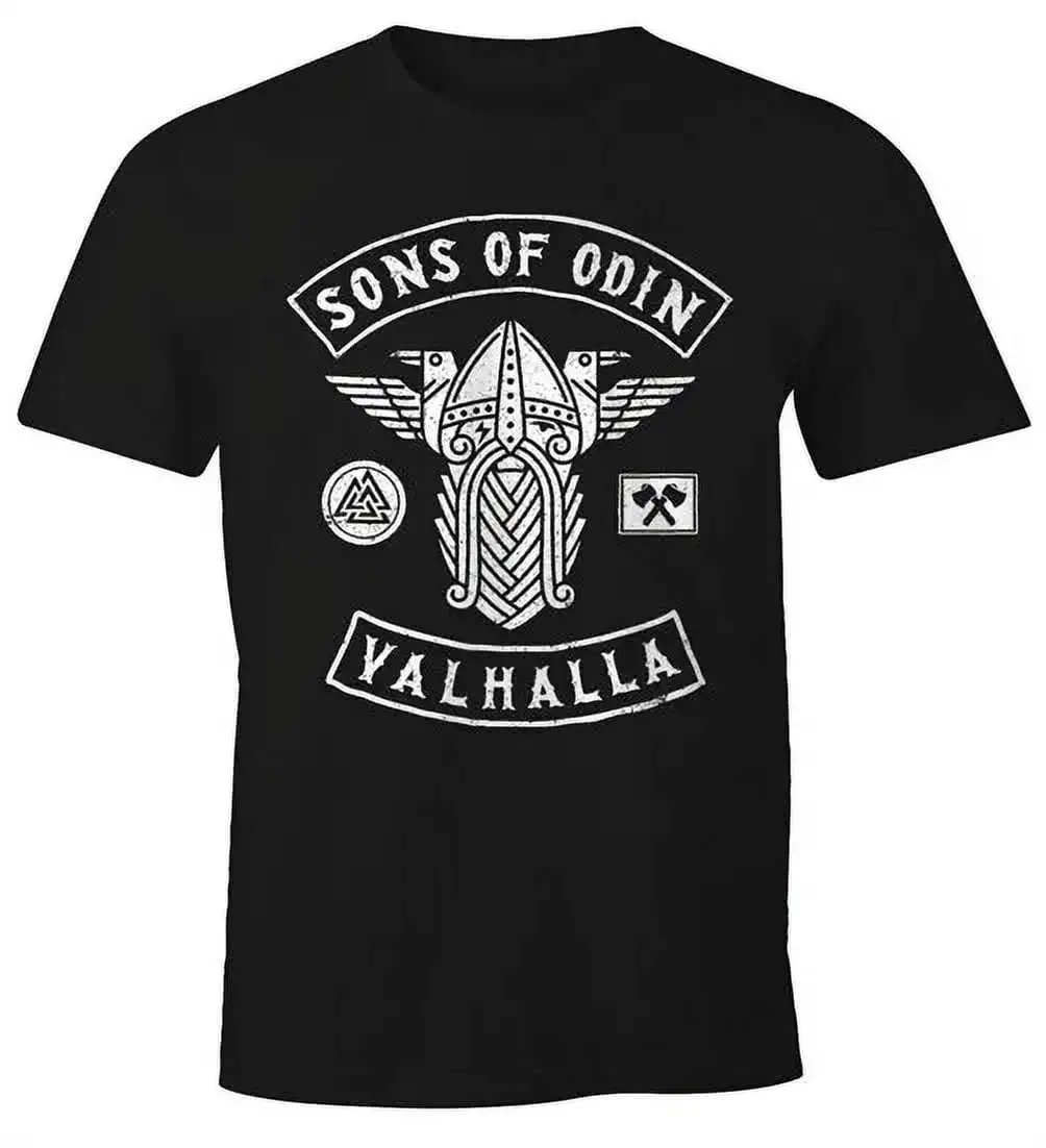 Sons of Odin Nordic Warrior Valhalla T-Shirt 100% Cotton O-Neck Short Sleeve Summer Casual Mens T-shirt Streetwear