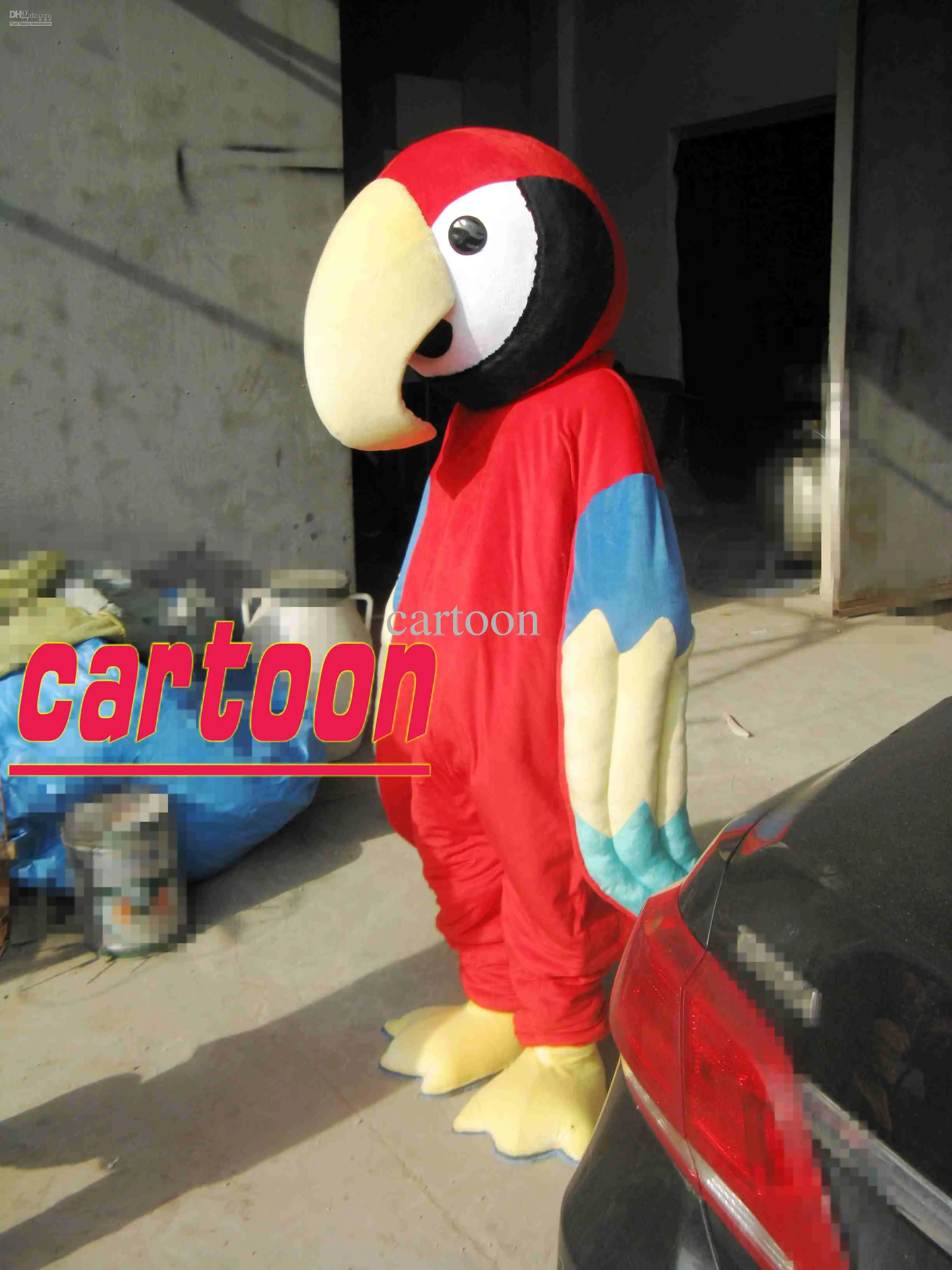 Costume della mascotte dell'uccello del pappagallo rosso Costume della mascotte adulto del Cosplay di compleanno del personaggio della festa di Halloween