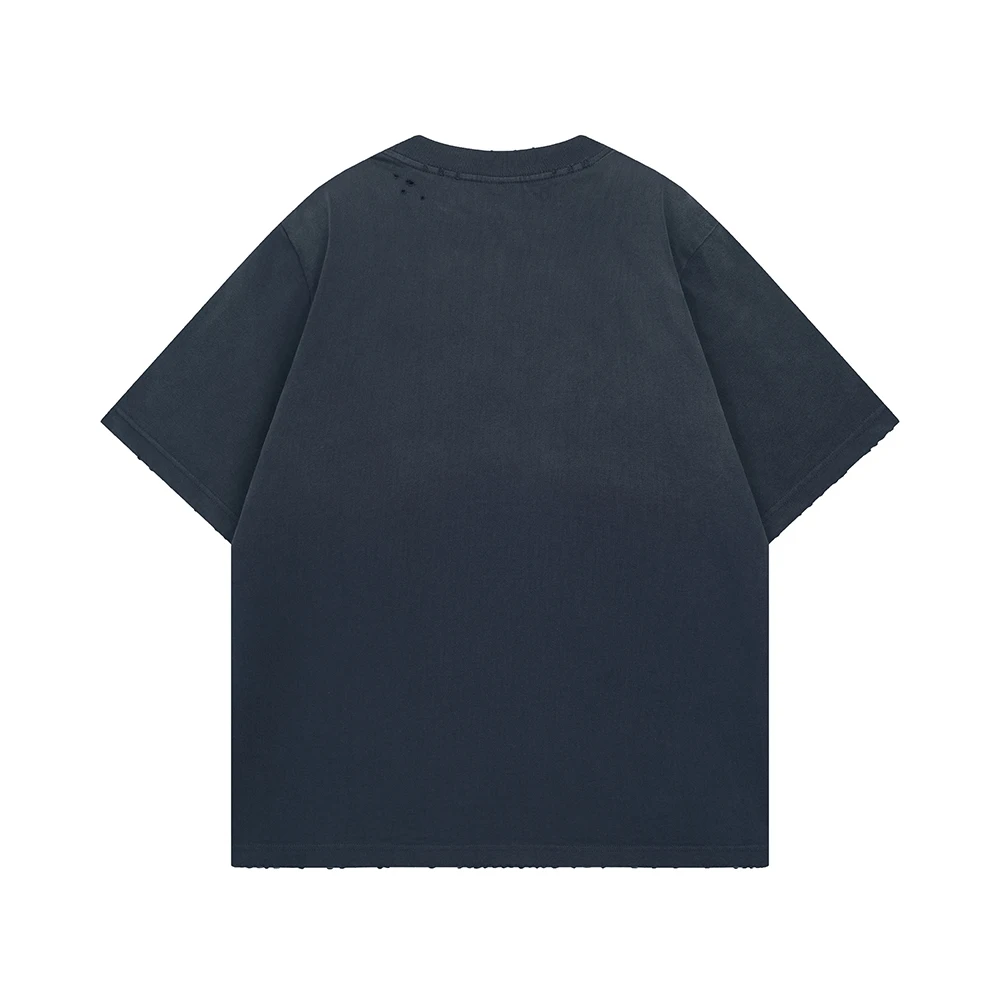 Ripped Retro Oversized Y2k T-shirt Men's Clothing Streetwear T Shirts Vintage Hip Hop Tops High Quality Short Sleeve Cotton Tees