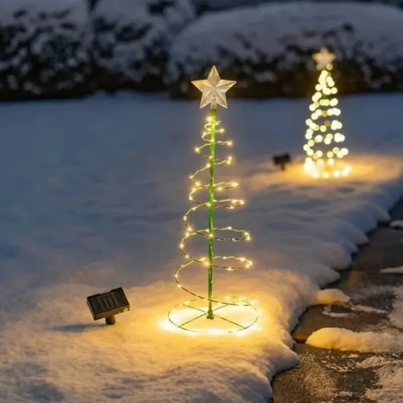 Solar Metal LED Christmas Tree Decoration String Lights Artificial Solar Christmas Tree Lawn Lights Solar LED Landscape Lights