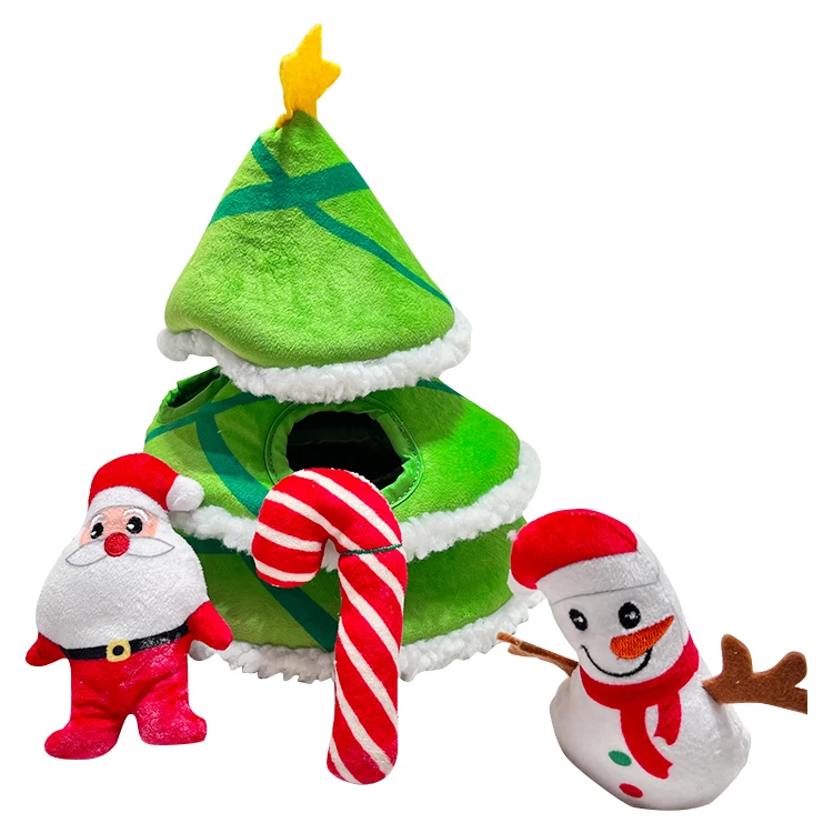 

Packing Dog Toys Christmas Tree Snowman Santa Claus Combination Hide and Seek Dog Toys