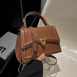 Pequenos sacos crossbody de couro PU para mulheres, bolsas simples, bolsa de ombro, senhora, designer de luxo, bolsas e bolsas, novos, 2023