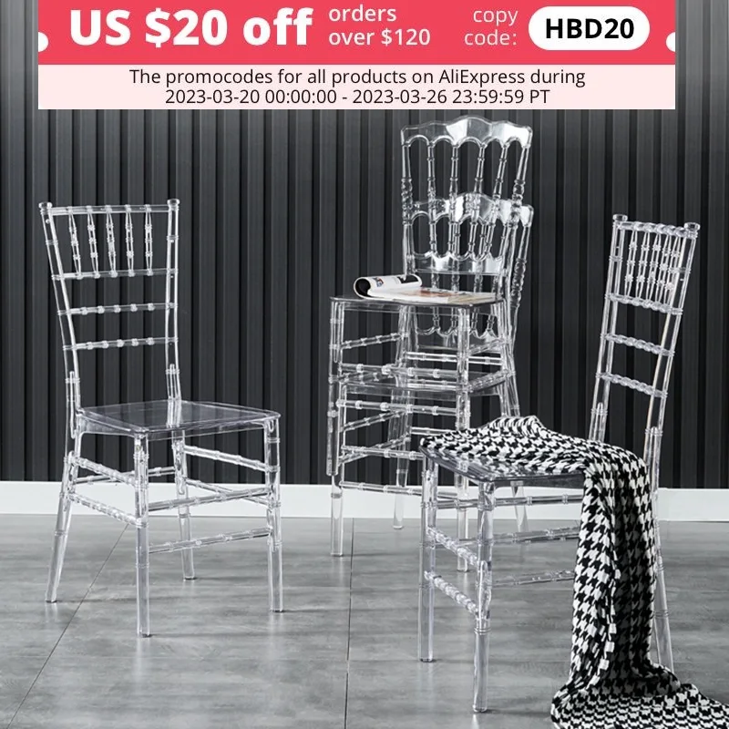 Integrated Molding Acrylic Transparent Chiavari Chair European Light Luxury Tiffany Chair Plastic Crystal Wedding Chair