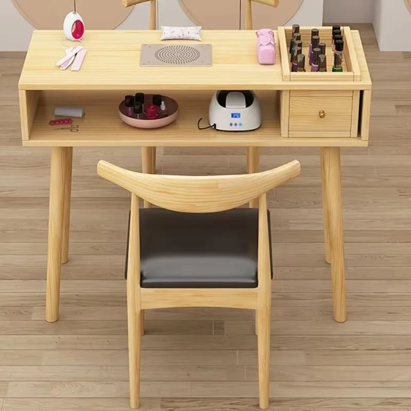 Meja Kuku Kayu Portabel Manikur Meja Profesional Perlengkapan Peralatan Penyimpanan Makeup Organizer Meja Salon Mesa Rias