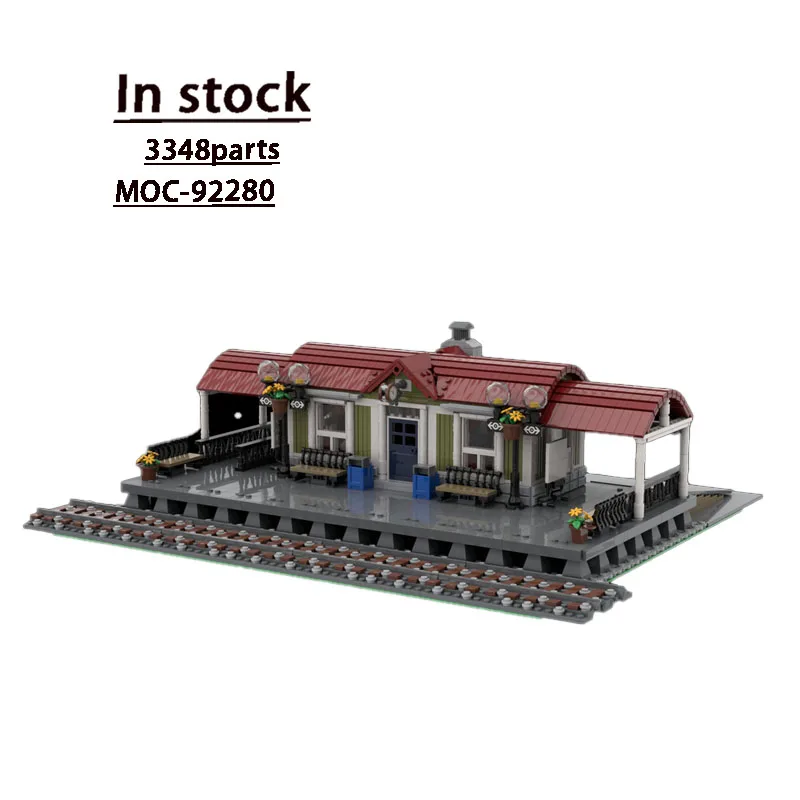 

MOC-92280 Городской поезд, модель уличного сцены, 3348 деталей, игрушка-строитель на день рождения для мальчиков и детей