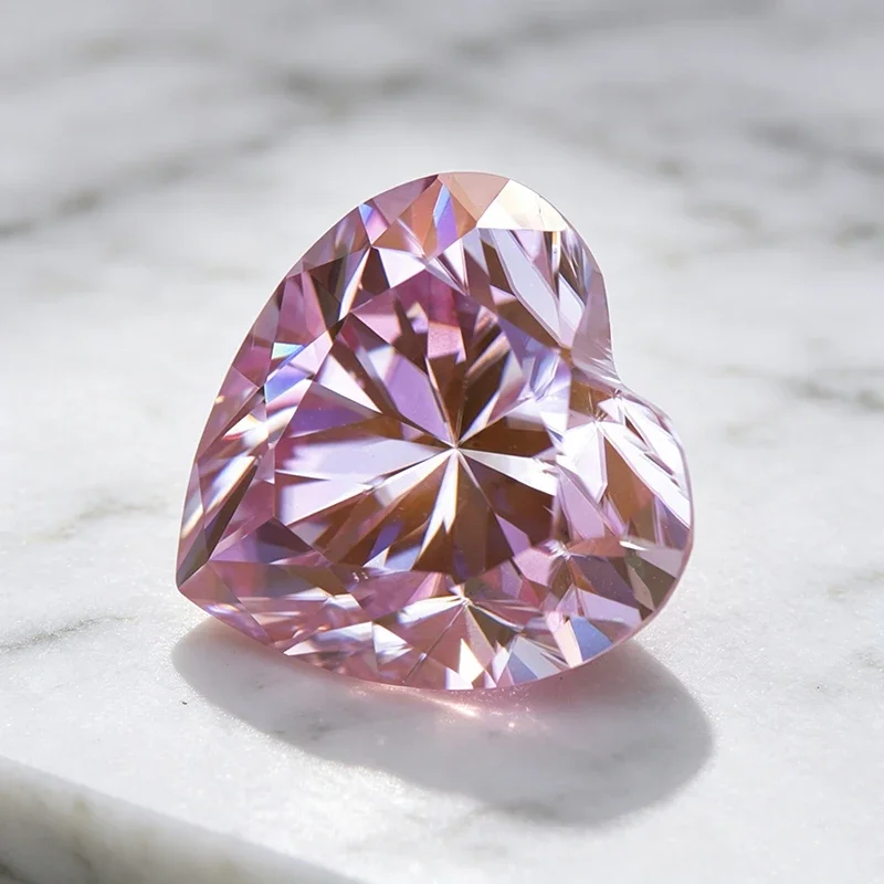Moissanit-Stein Herzschliff Sakura-Rosa Edelstein für Charms Schmuckherstellung Materialien Besteht Diamanttester mit Zertifikat – Detail 3