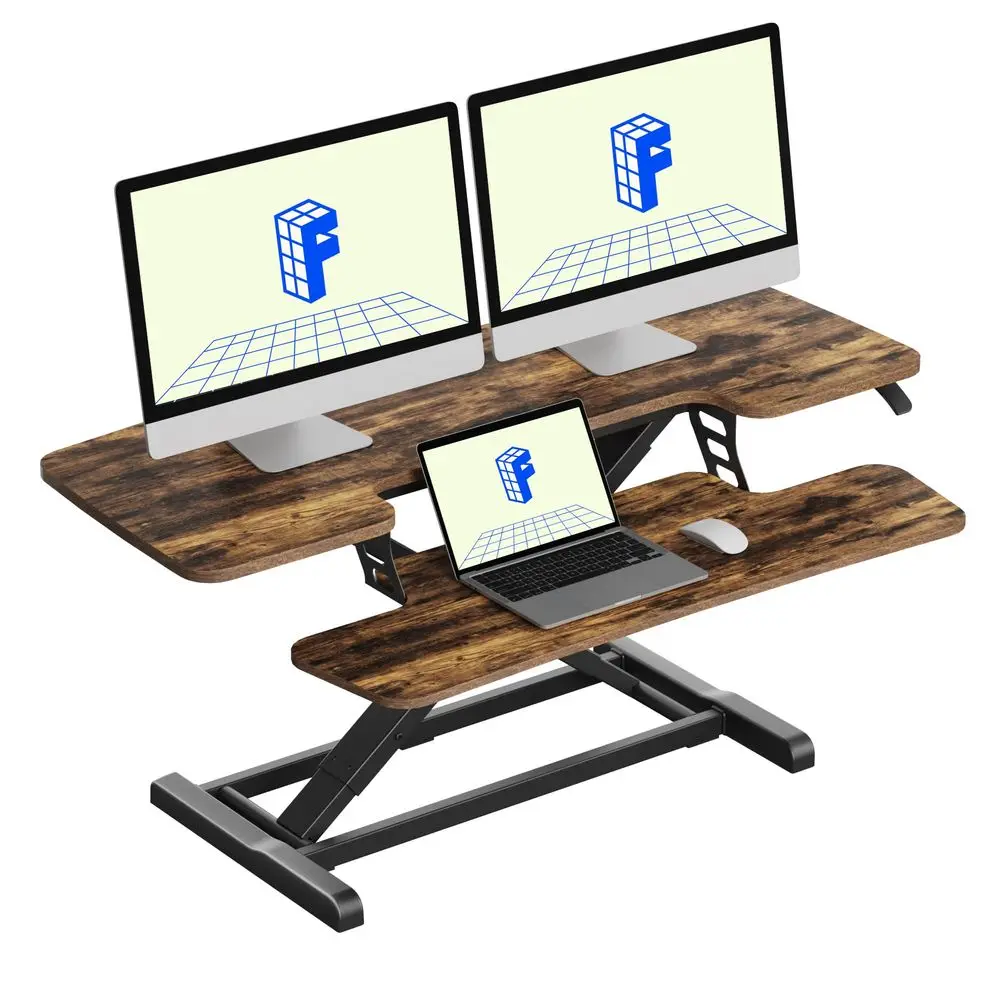 

Standing Desk Converter 42 Extra Large Desk Riser, Spacious Desktop Riser Sit Stand Computer Workstation with Wide Keyboard Tra