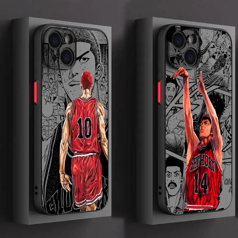 SLAM DUNK Anime Comics Art For iPhone 15 14 13 12 11 Pro Max XS Max X XR 7 8 Plus 6S 5S Frosted Translucent Phone Case