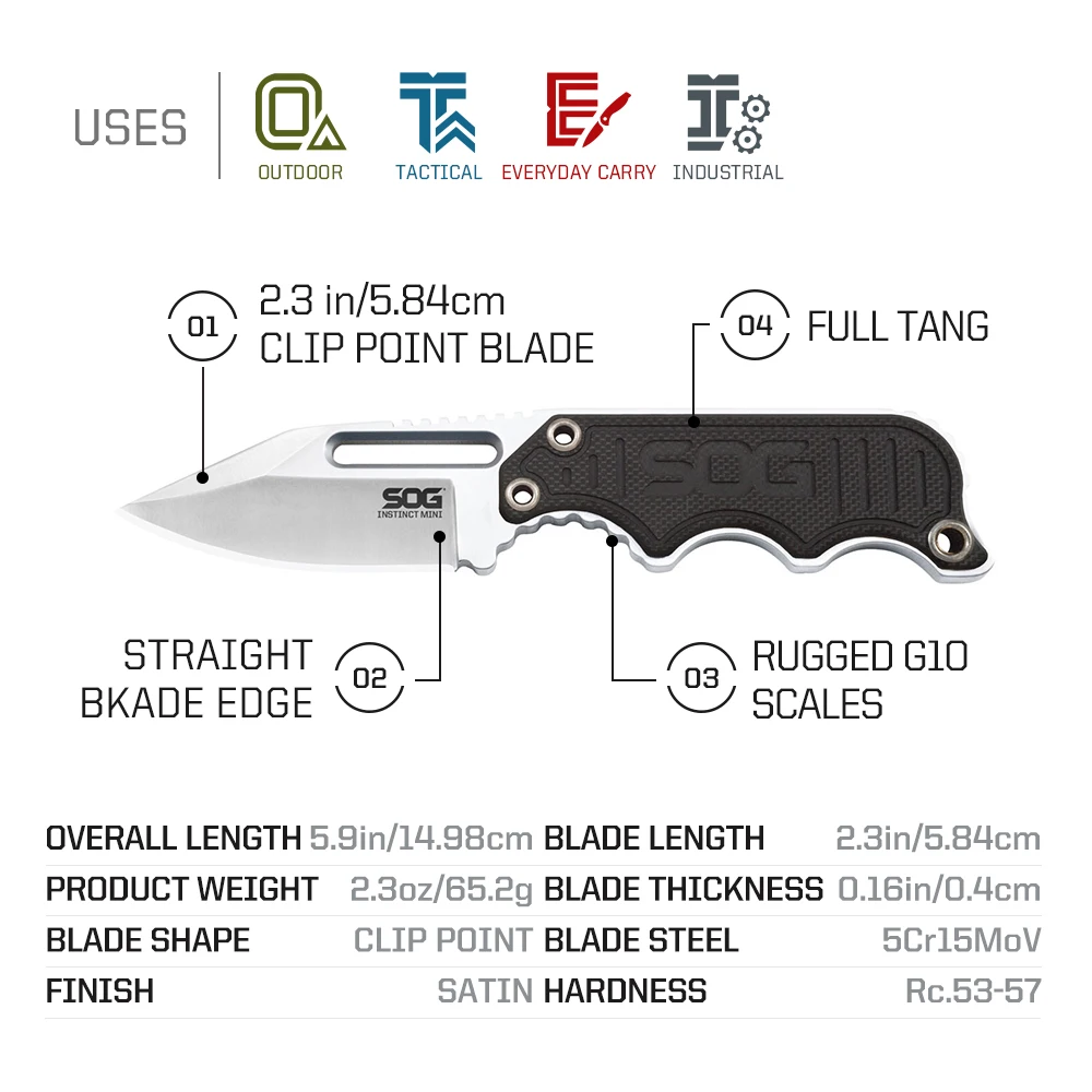 SOG INSTINCT Portable Tactical Knife EDC Mini Pocket Hand Tools Outdoor Survival Knives Daily Camping Cutter Equipment NB1012-CP