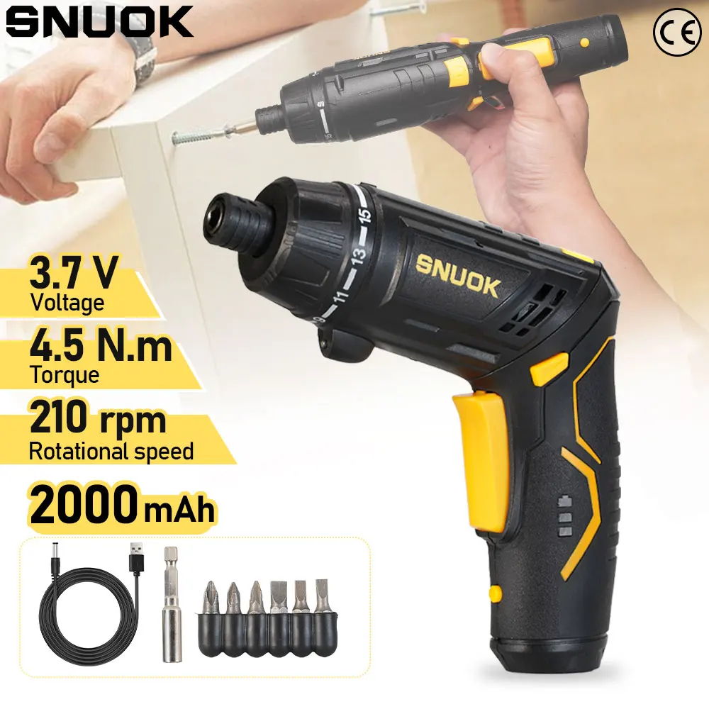 

SNUOK 3.7V Electric Screwdriver 4.5N.m Household Multifunctional Foldable Lithium Electric Drill USB Charging Design Gift Set