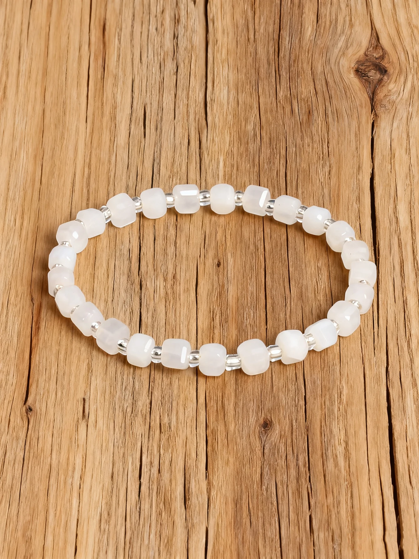 

6mm White Jade Faceted Bracelet Women's Natural Stone Bead with Healing Energy Reiki Charm for Friendship & Valentine's Day Gift