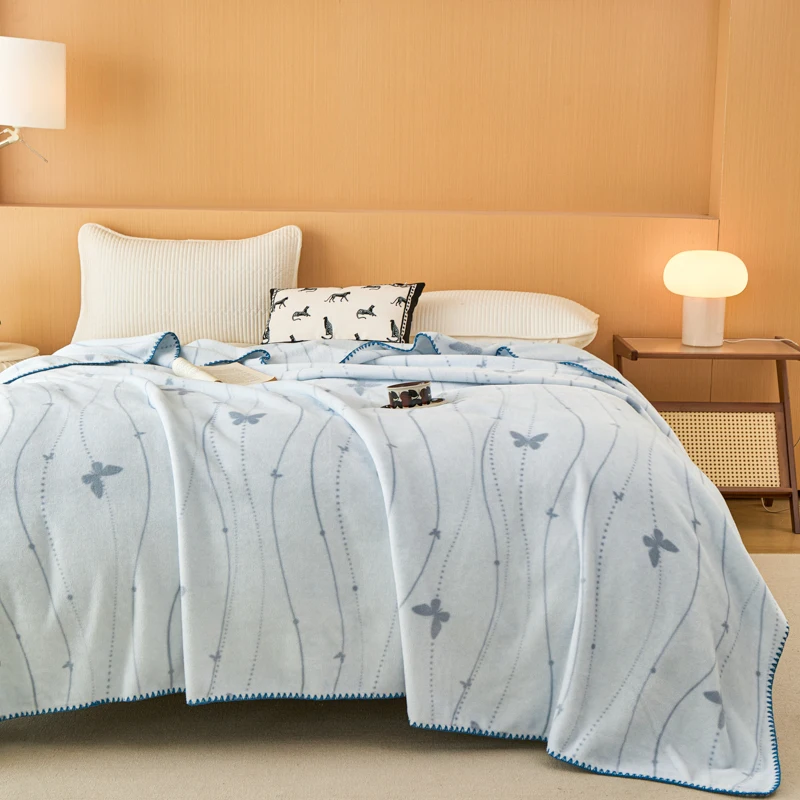 Blue Butterfly Blanket Affordable Luxury Suede Delicate Soft Blanket Warm for Sofa Bed Office Nap Birthday Gift New Year Gift