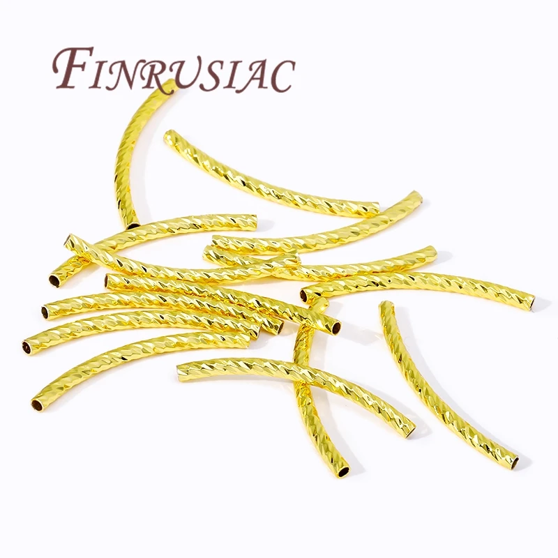 20 Stück 18 Karat vergoldetes Messing, gebogenes Rohr für Schmuckherstellung, DIY-Armbänder, Halsketten, Zubehör, Rohr-Abstandshalter-Verbindungsperlen – Detail 22
