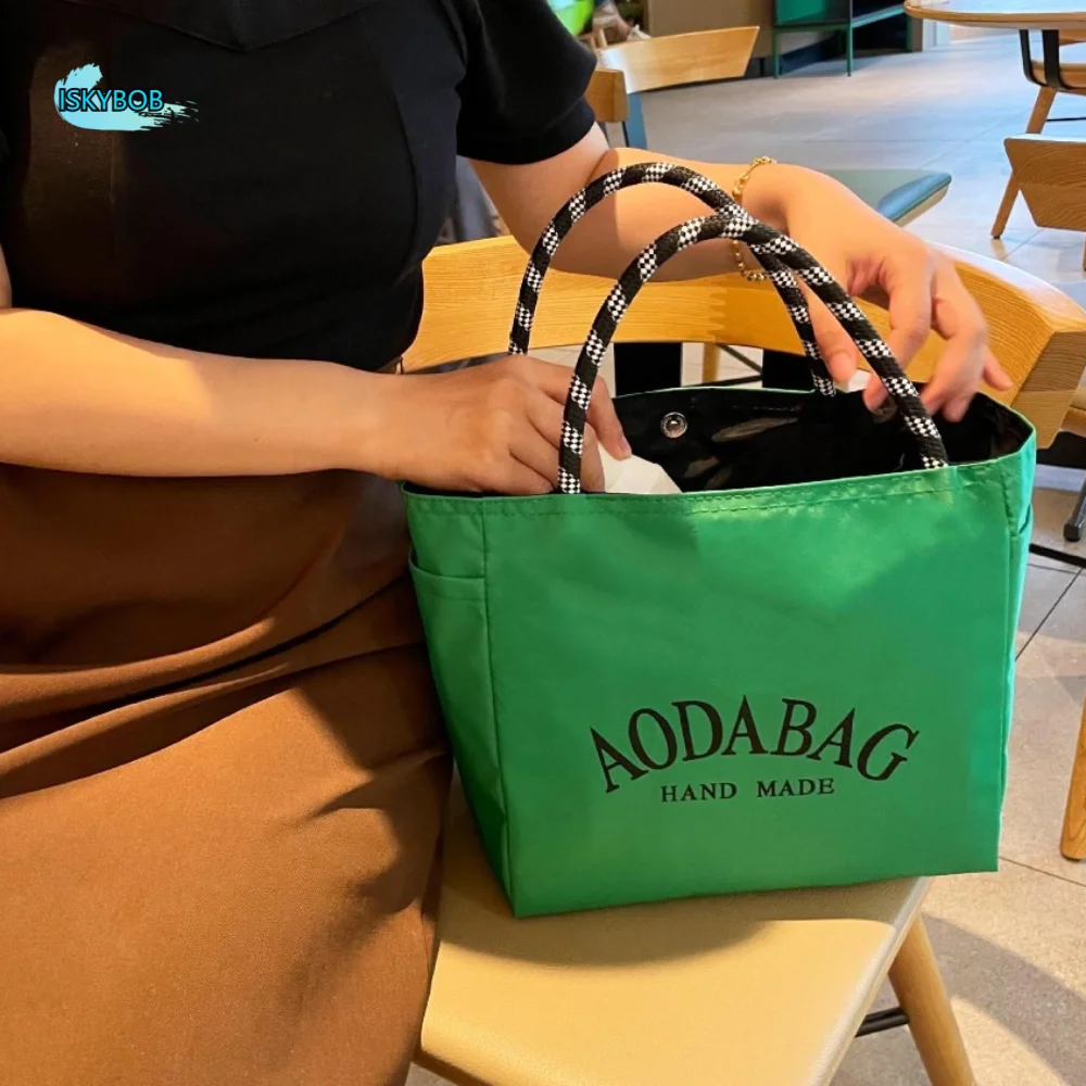 

Portable Multifunctional Letter Handbag Umbrella Fabric Large Capacity Mommy Bag Contrast Color Waterproof Lunch Bag Women