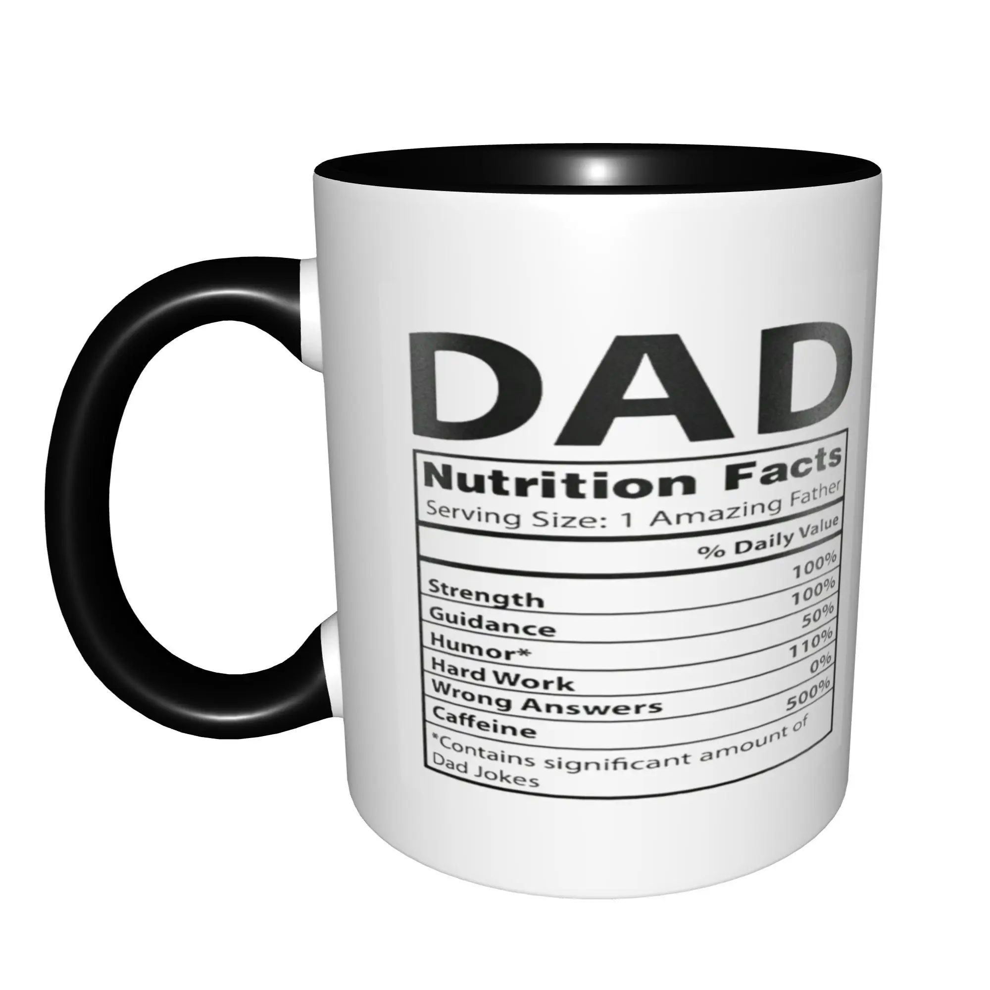 Funny Gifts for Dad from Daughter or Son Dad Nutritional Facts Mugs With Black Handle Birthday Coffee Mugs Ceramic Tea Cups 11oz