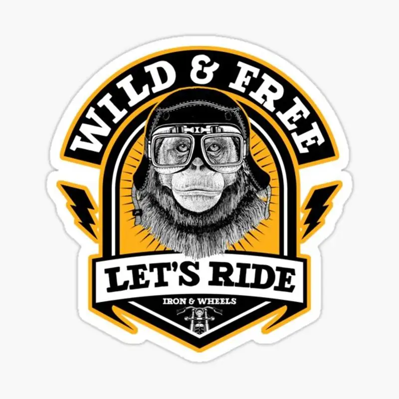 

Wild And Free Chimp Sticker for Laptop Decor Bedroom Car Cute Cartoon Art Fashionable Public Suitcase