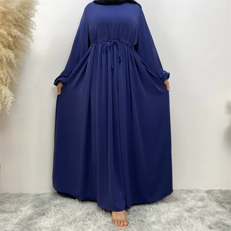 Ramazan Abayas kadınlar için ön fermuar müslüman başörtüsü elbise türkiye Kaftan islam elbiseler gizli kemer mütevazı Robe Dubai Kimono