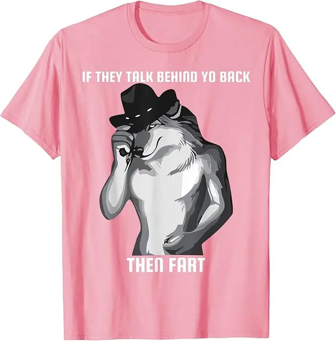Wenn Sie hinter Ihrem Rücken reden, dann ist das ein lustiges, humorvolles T-Shirt mit einem Furz-Meme. Y2k Herrenmode, grafisches Oberteil, neuartiges Kurzarm-T-Shirt. – Detail 11