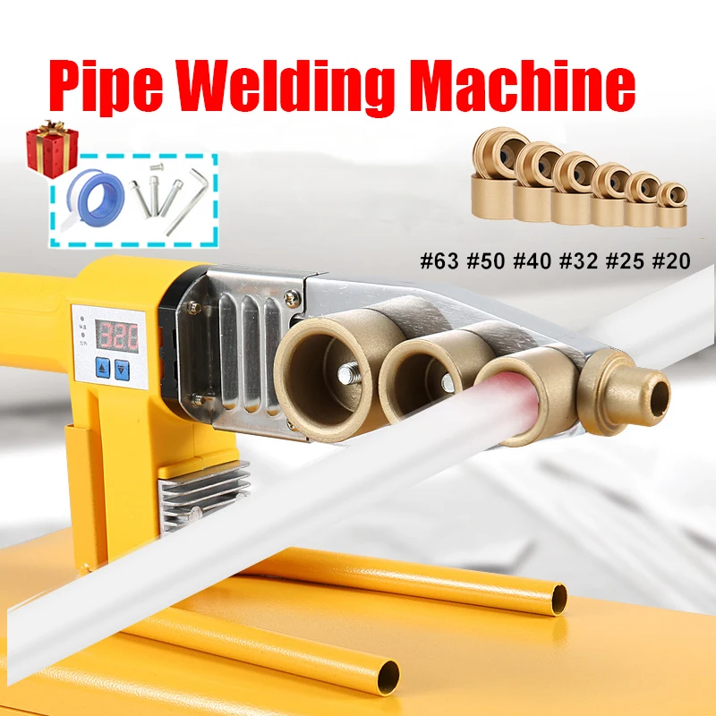 600/800/1000W Pipe Welding Machine Pipe Soldering Iron Plastic Welding PB/PP/PE/PPR Pipe Heating Hot Melting Tool 63/32 Type