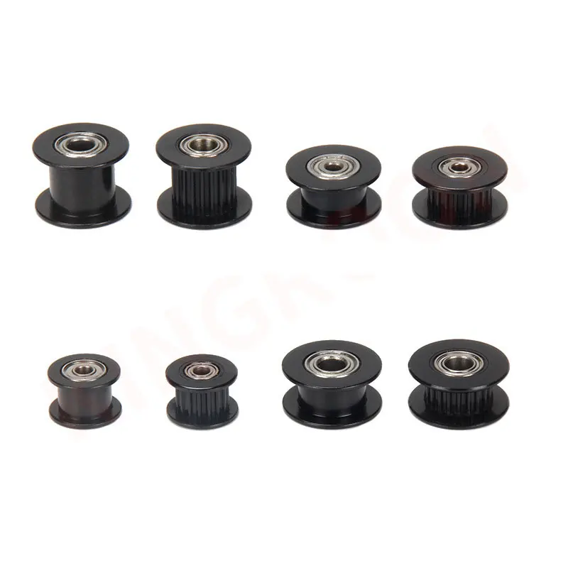 2M 2GT 20 Teeth synchronous Wheel Idler Pulley Bore 3/4/5mm with Bearing Black for GT2 Timing belt pulleys For Width 6/10MM