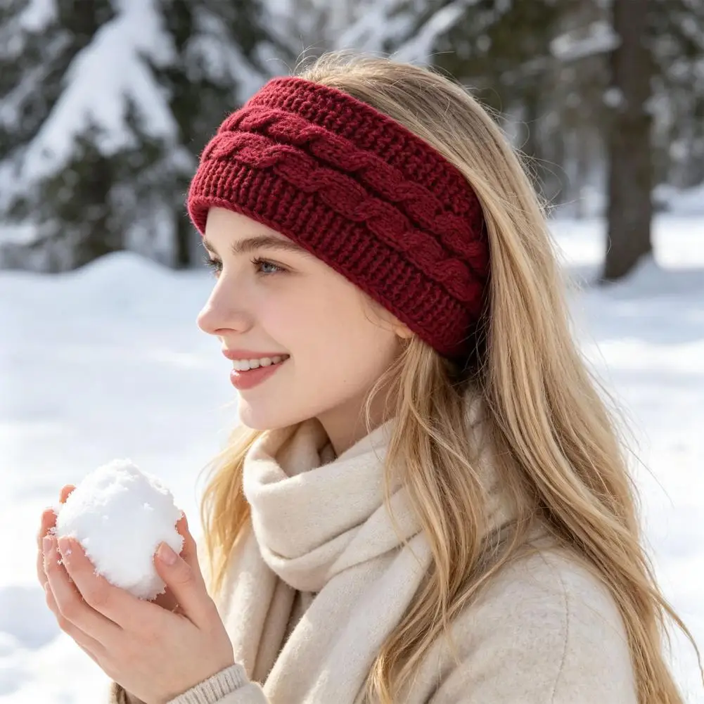 Winter Knitted Ear Warmer Headband Soft Fleece Lined Headbands for Women Winter Headbands for Women Thick Knitted for Weather
