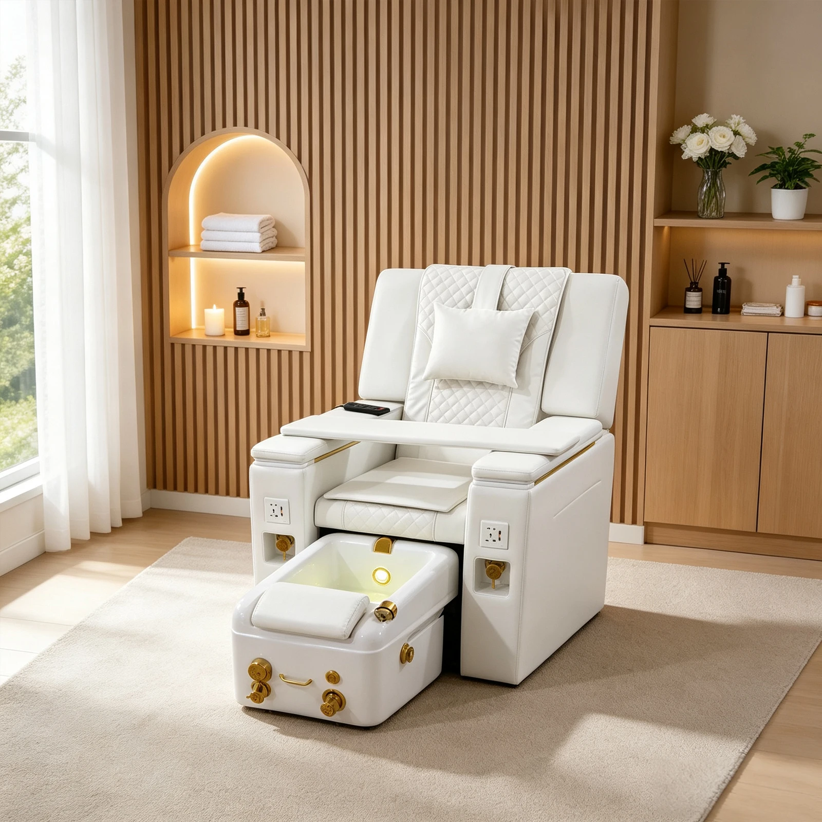 Luxury Electric Pedicure Chair with Foot Tub Commercial Spa Recliner for Hotel Spa Zone Resort Private Spa Suite Gym Wellness Re