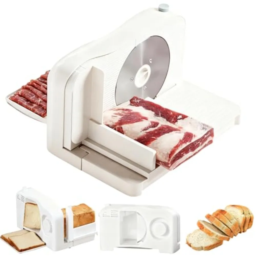 Meat Slicer for Home 150W Foldable Deli Meat Slicer with 6.7'' Blade Child Lock Protect Electric Bread Slicer Adjustable Thickn