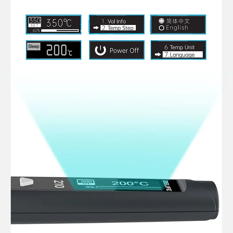 RELIFE RL-210 واجهة مكواة لحام ذكية محمولة من النوع C لمعظم 210 نوى تسخين على أدوات إصلاح السوق #4