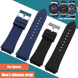 22mm Rubber Watch Strap Blue Silicone Rubber Bracelet For GUESS W0247G3 W0040G3 W0040G7 GC Watchband Brand Men’s Wristband 22MM