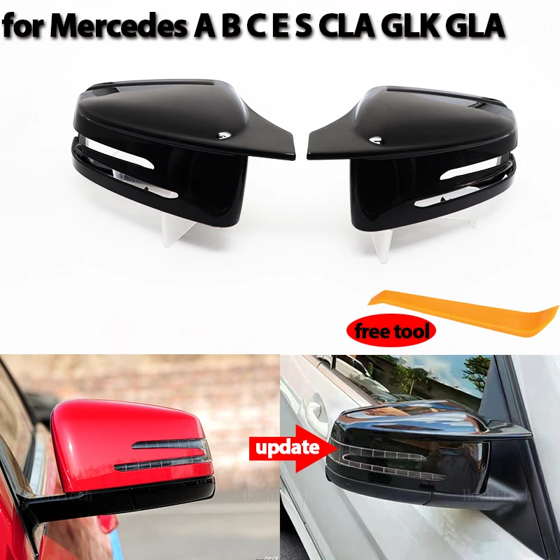 Carbon Fiber Style Black Side Mirror cover Caps for Mercedes-Benz C W204 E W212 W176 W246 CLS C218 GLA X156