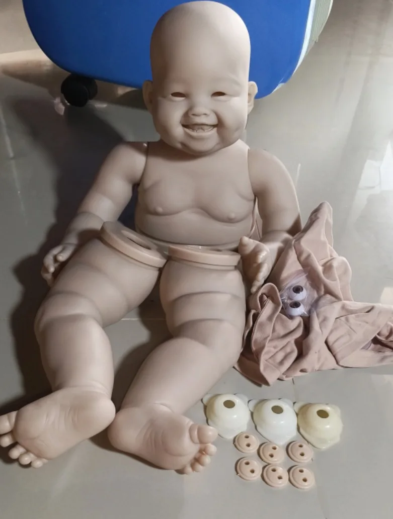 NPK-Kit de muñeco realista DIY de 28 pulgadas, Minmin sin terminar sin pintar con conectores de cuerpo de tela y ojos, recién llegado